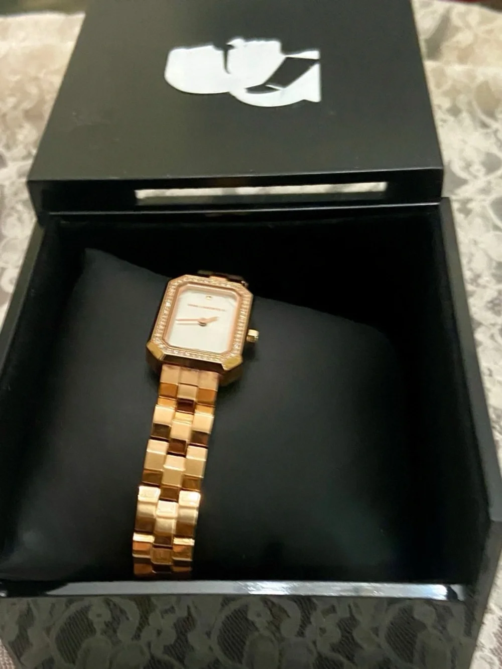 Karl Lagerfeld, KL6107, Rose Gold Tone Rhinestones Quartz Ladies Watch w/ Box